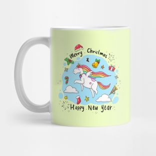 Merry Christmas Happy New Year Unicorn Mug